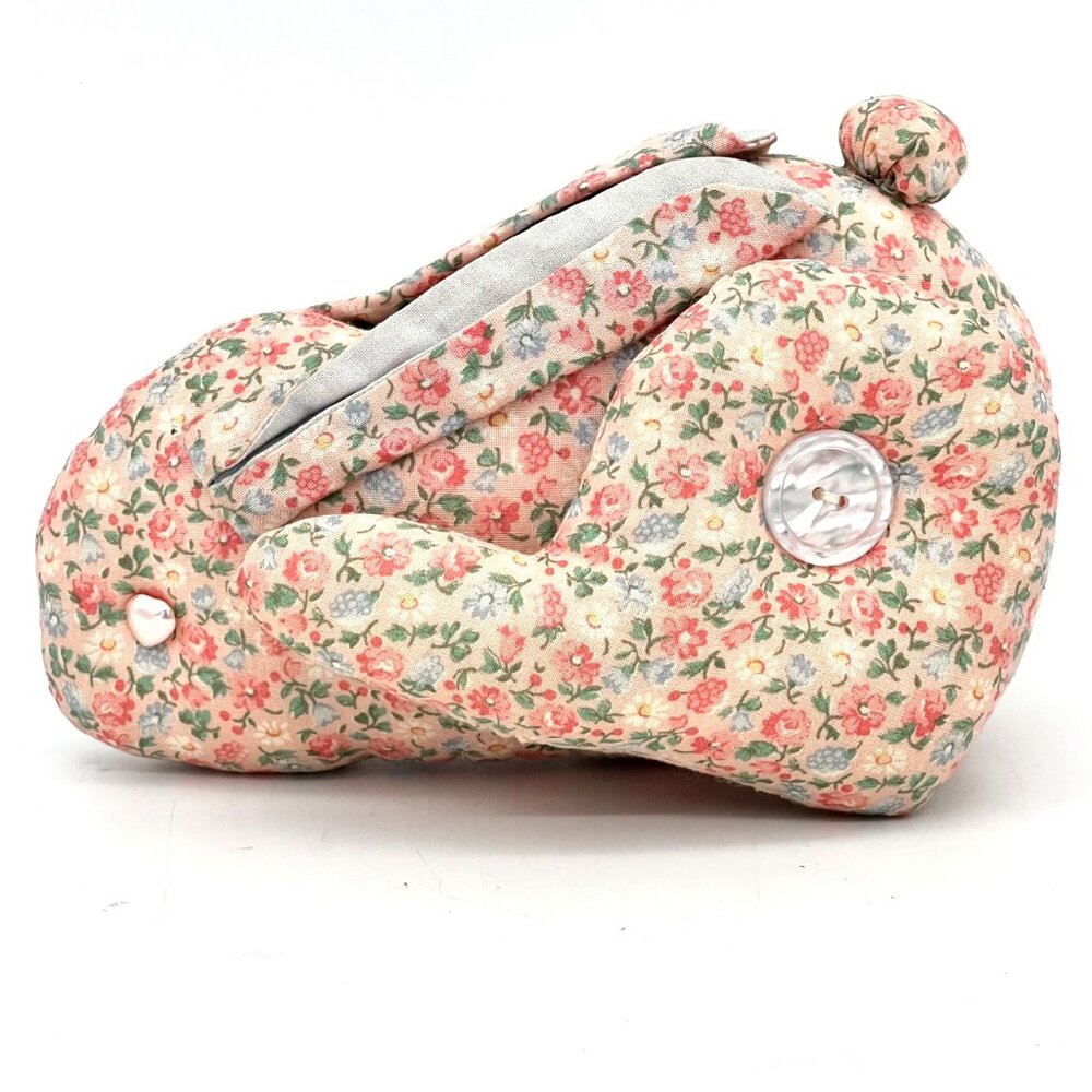 Vintage Floral Print Stuffed Easter Bunny Rabbit Plush Toy Handmade by Grandma - Picture 6 of 12